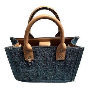 True Religion Quilted Horseshoe Modern Denim Tote Purse
